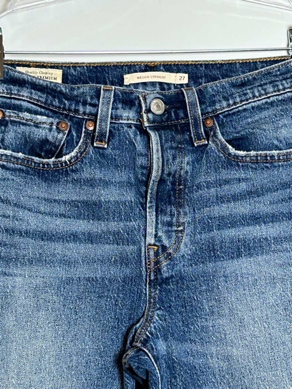 Levi's wedgie straight jeans W27 L26 high rise vintage wash waterless denim - Picture 2 of 14